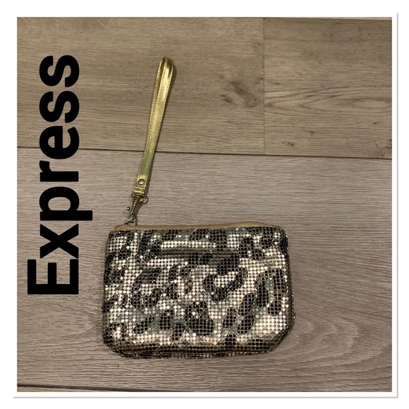 Express Handbags - EXPRESS Gold Metallic Leopard Wristlet